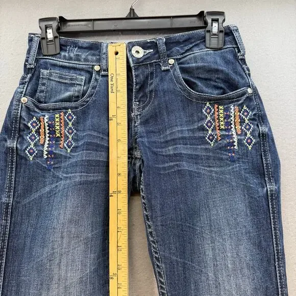 Cowgirl Tuff Jeans Women's 24x33 (0) Blue Aztec Mustang Boot Cut Embroidered - Picture 14 of 16